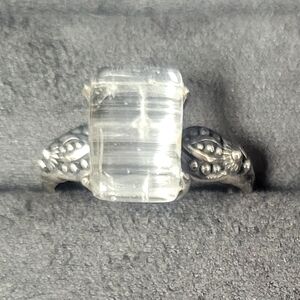 White Rutilated Quartz Vintage Style Sterling Silver Ring Size 7.5